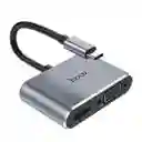 Adaptador Hoco Hb30 Eco Tipo C A Hdtv Vga Usb3.0 Pd Gris