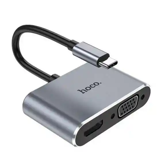 Adaptador Hoco Hb30 Eco Tipo C A Hdtv Vga Usb3.0 Pd Gris