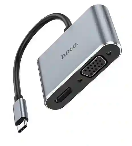 Adaptador Hoco Hb30 Eco Tipo C A Hdtv Vga Usb3.0 Pd Gris