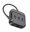 Adaptador Usb Hoco Hb31 Tipo-c 4xusb 3.0 Negro