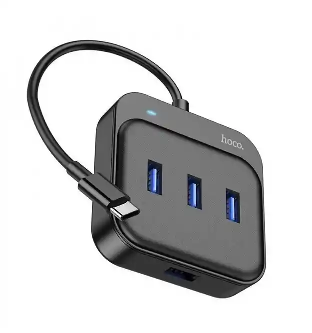 Adaptador Usb Hoco Hb31 Tipo-c 4xusb 3.0 Negro