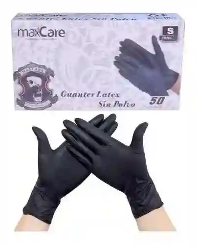 Guantes De Latex Sin Polvo Talla L Maxcare Color Negro