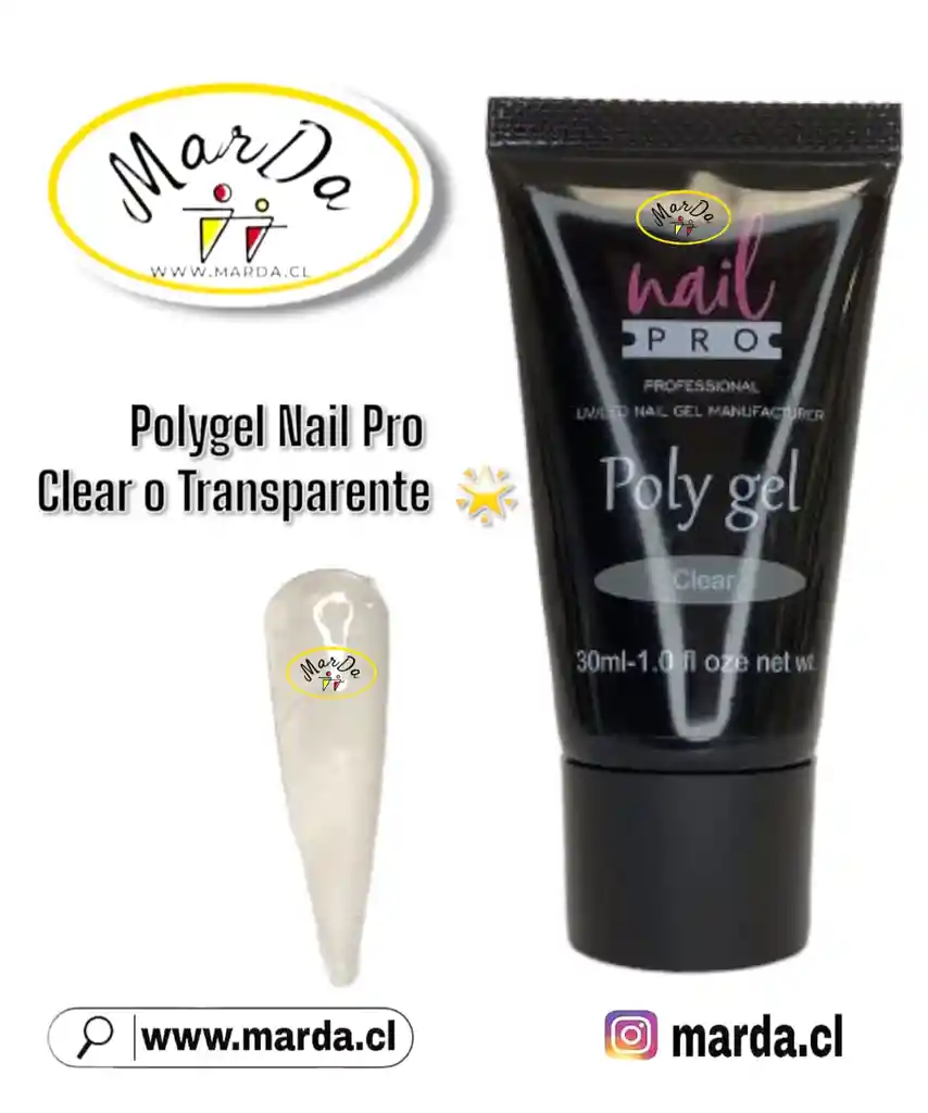 Polygel Acrygel Extension De Uña Nail Pro Para Manicure Pedicure Clear O Transparente