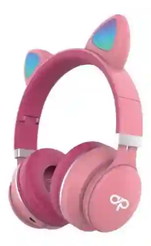 Audifono Orejita Con Luz Bluetooth Super Bass Estéreo Cat Pink