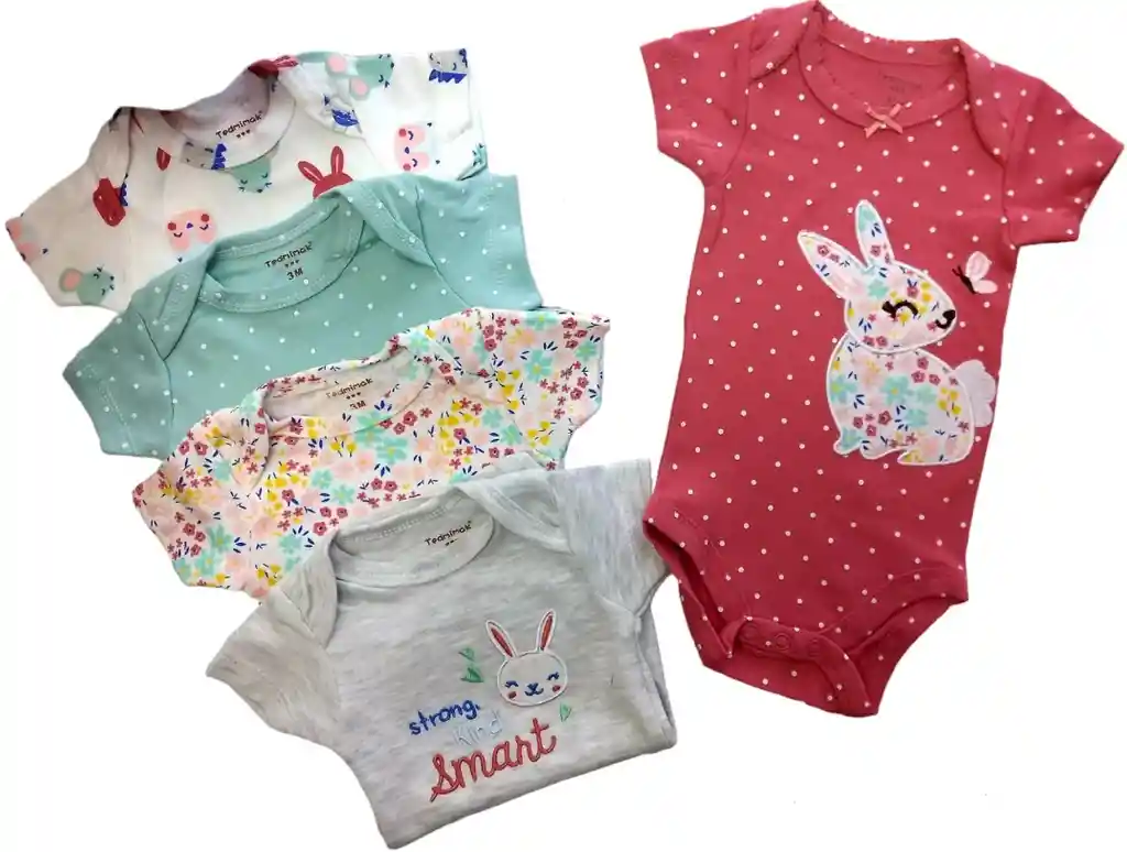 Set 5 Bodys Manga Corta Niña 24/36 Meses