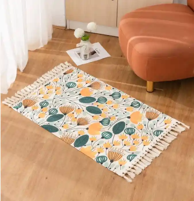 Alfombra De Estilo Étnico Para Dormitorio O Sala De Estar Verde