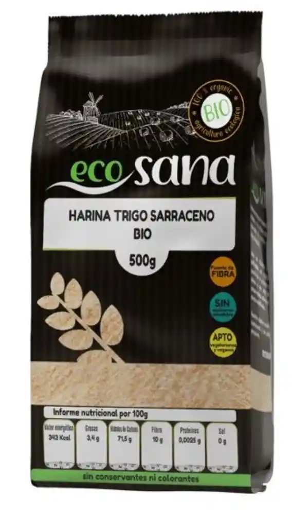 Ecosana - Harina Trigo Sarraceno (orgánico, Sin Gluten) 500 Grs