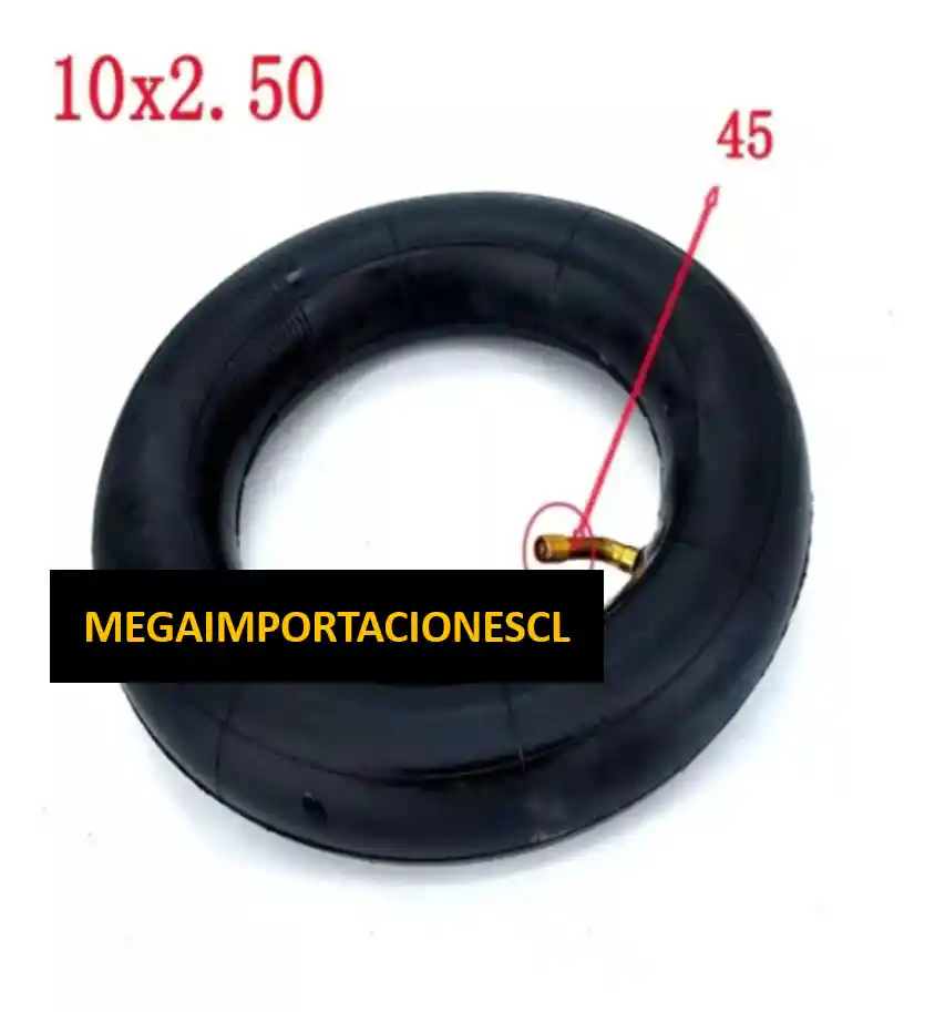 Camara Reforzada 10 X 2.5 Scooter Eléctrico Válvula Curva 45 Grados