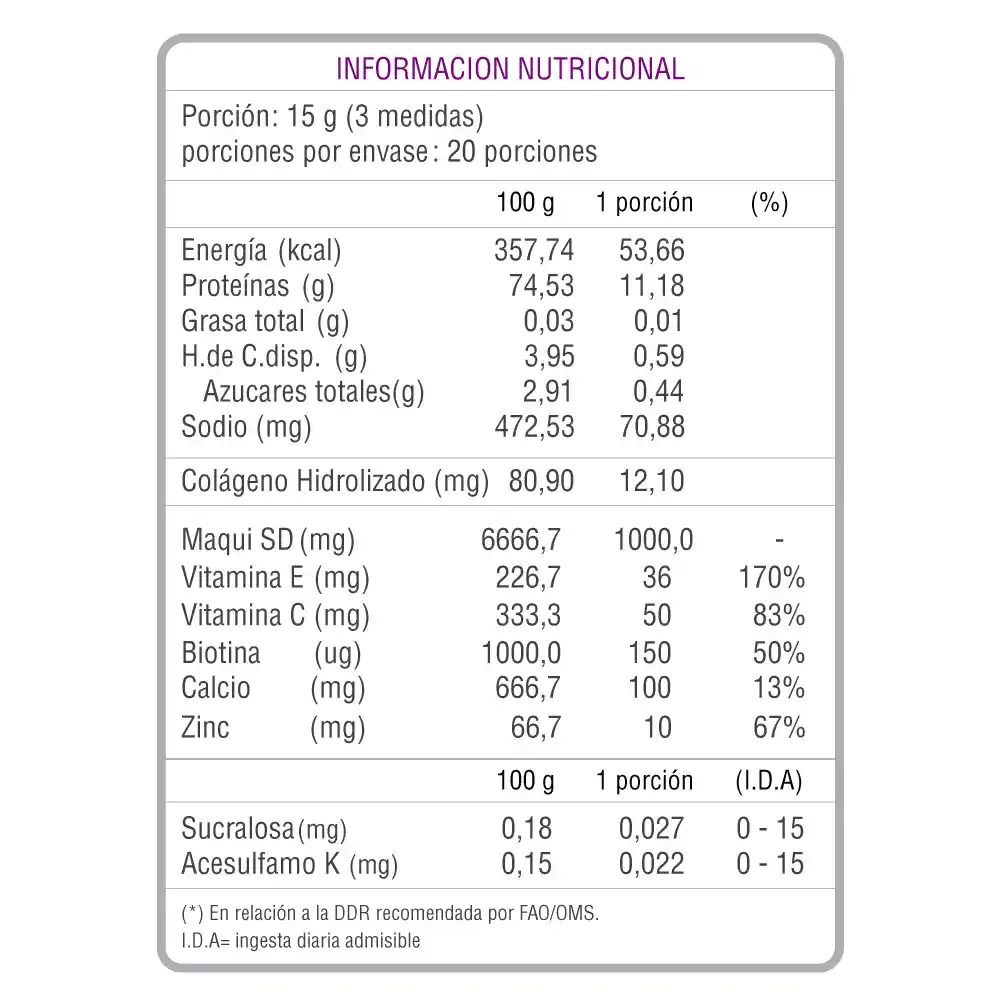 Colageno Hidrolizado + Biotina 12g Sabor Berries