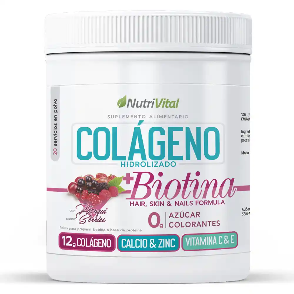 Colageno Hidrolizado + Biotina 12g Sabor Berries