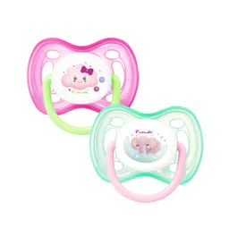 Set De 2 Chupetes Brillan En La Oscuridad Rosado