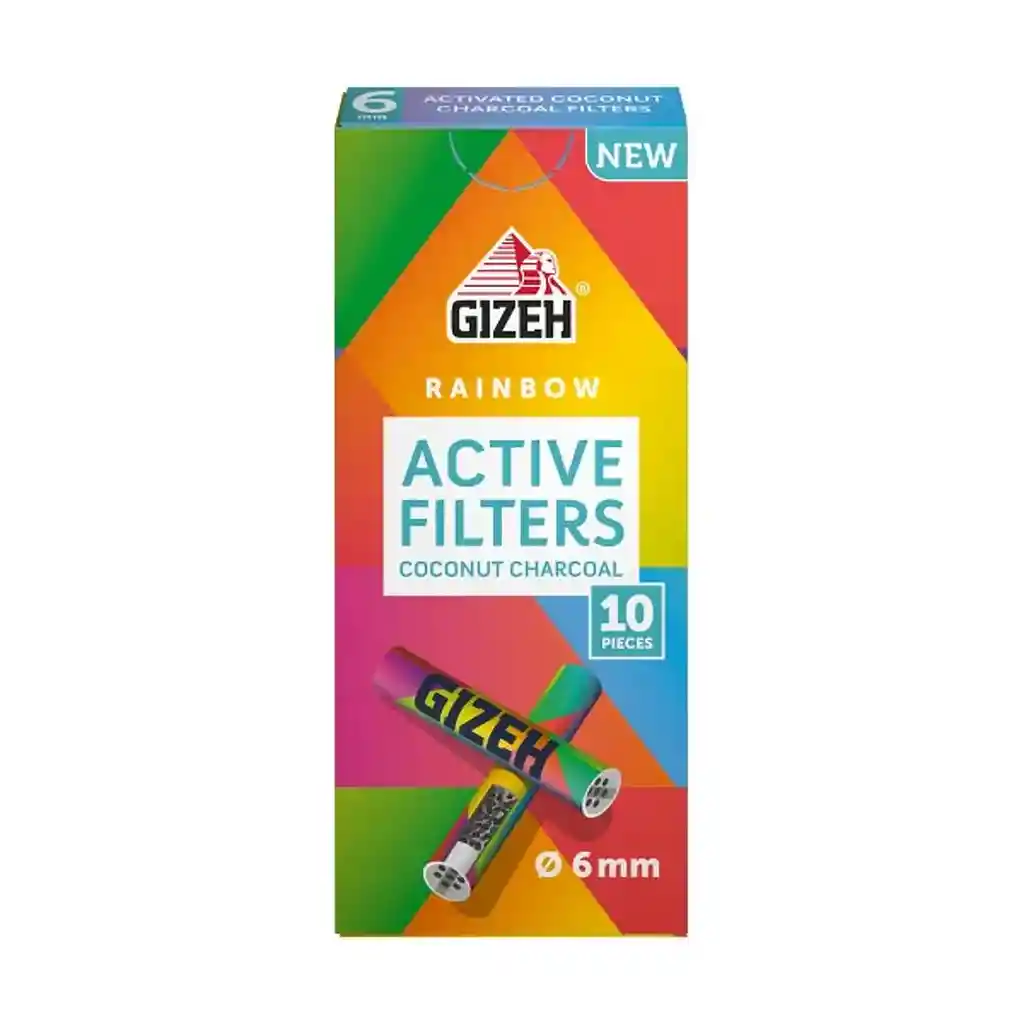 Filtros Carbon Activo Rainbow Gizeh 6mm 10u