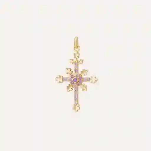 Charm Cross Pink Baño De Oro