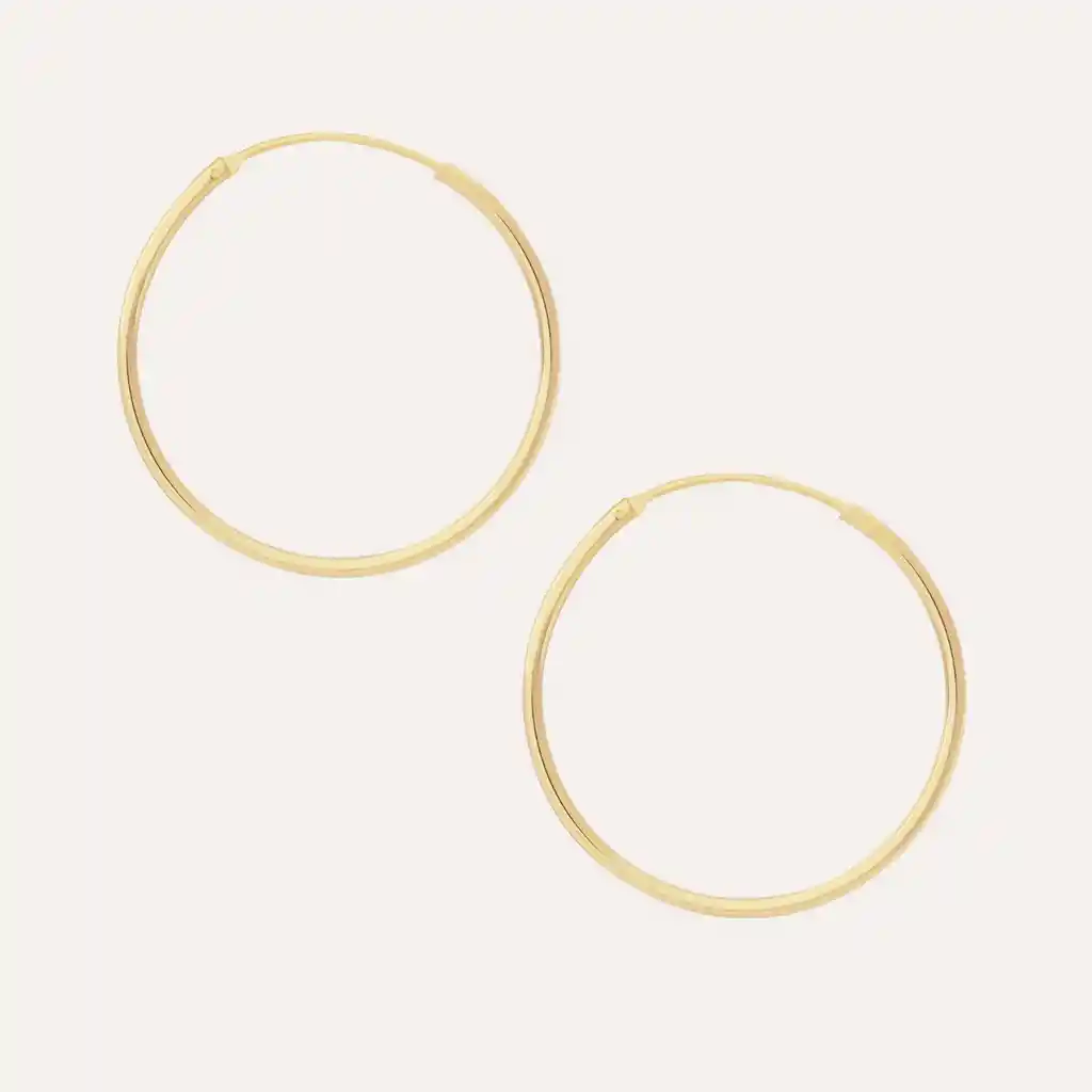 Argollas Basic Baño De Oro 30 Mm