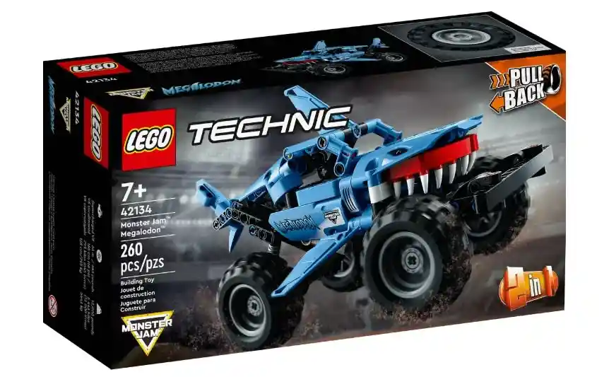 Lego Technic Monster Jam Megalodon 2 En 1 Pull Back 260 Piezas 42134