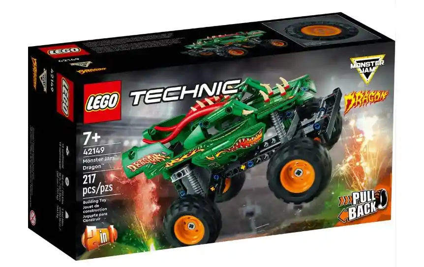 Lego Technic Monster Jam Dragone 2 En 1 Pull Back 217 Piezas 42149