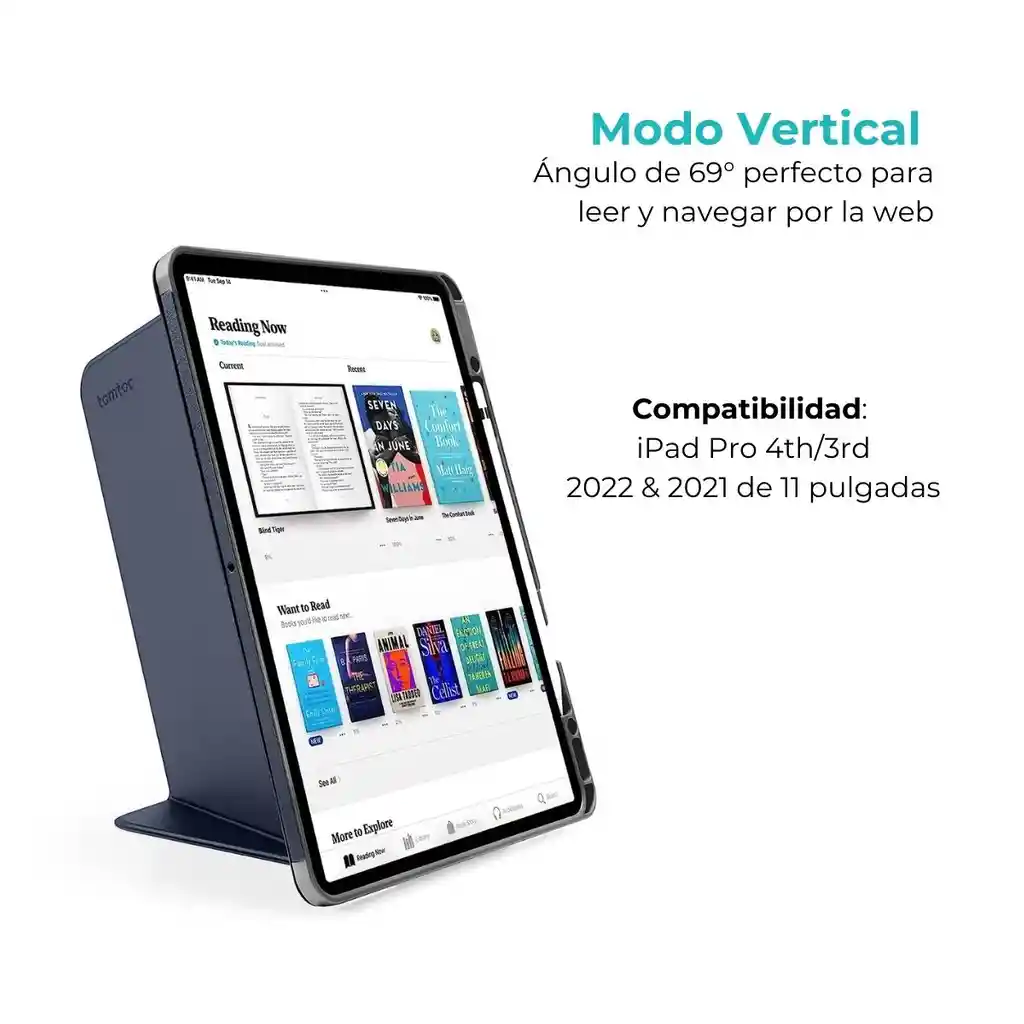 Tomtoc Funda Vertical Para Ipad Pro 11" 3ra/4ta Gen (m2m1) - Azul Oscuro