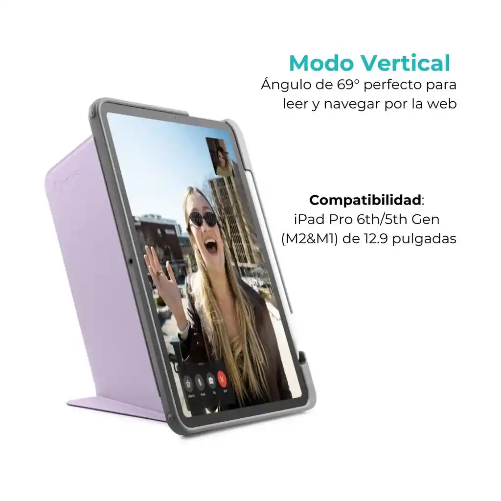 Tomtoc Funda Vertical Para Ipad Pro 12.9" 5ta/6ta Gen (m2m1) - Morado