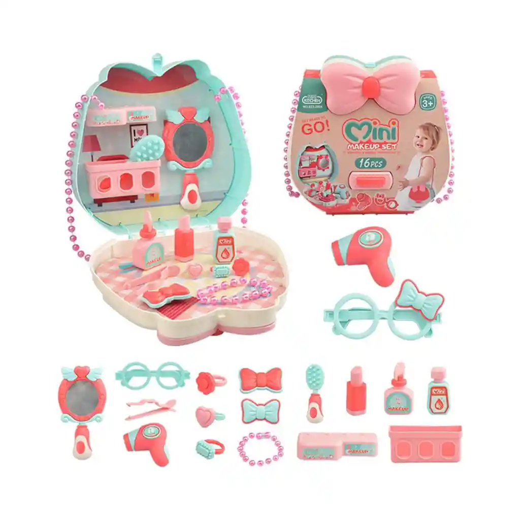 Kit Bolso Mini Make Up Maquillaje Infantil Aprendizaje 16 Piezas