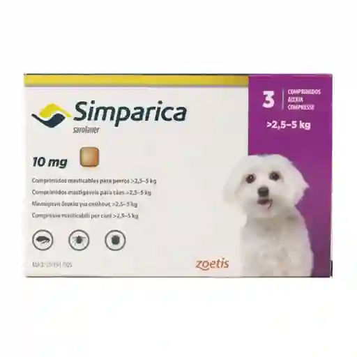 Simparica 3 Comprimidos Para Perros 2.5-5 Kgs