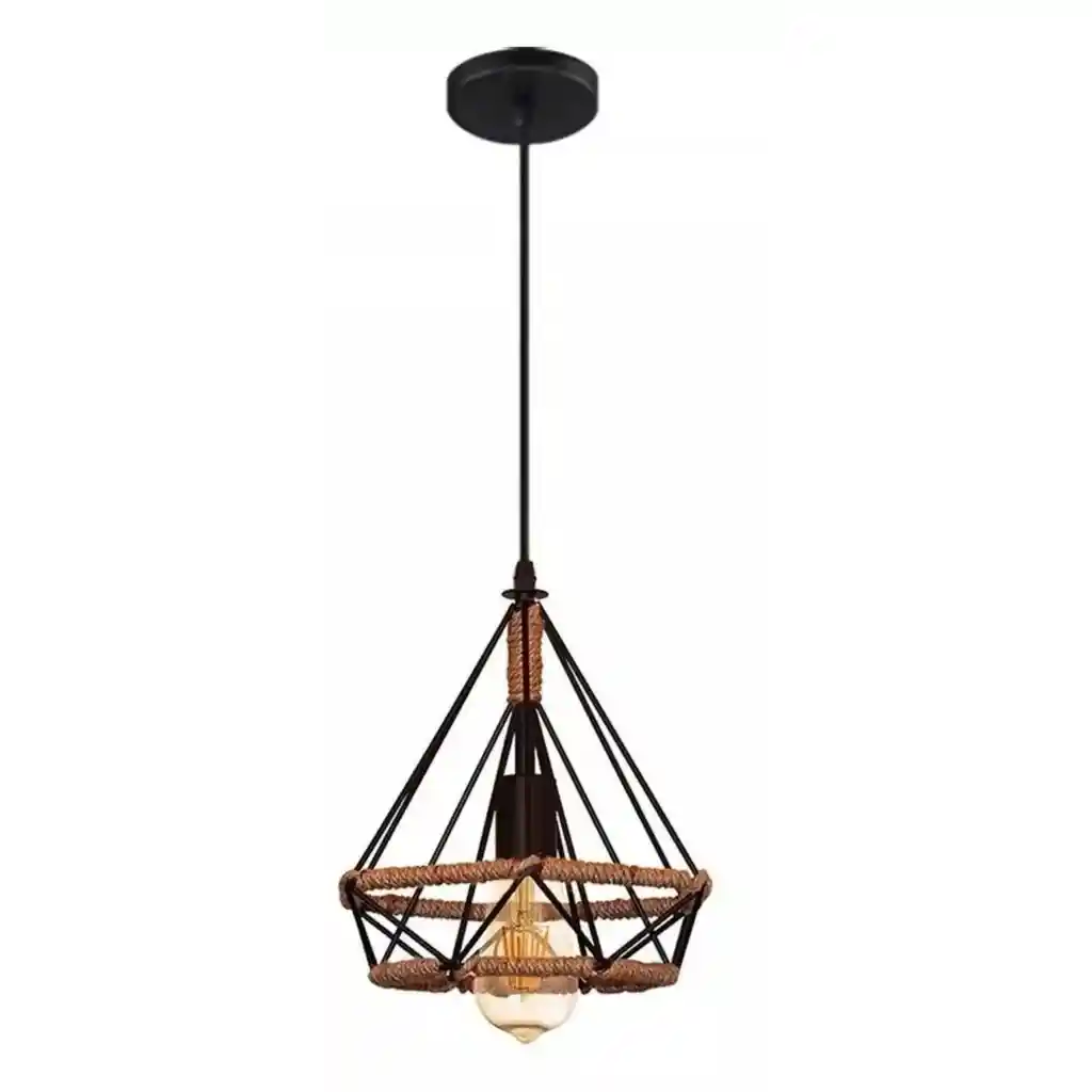 Lámparas Colgante Vintage Industrial Cuerda De Cáñamo