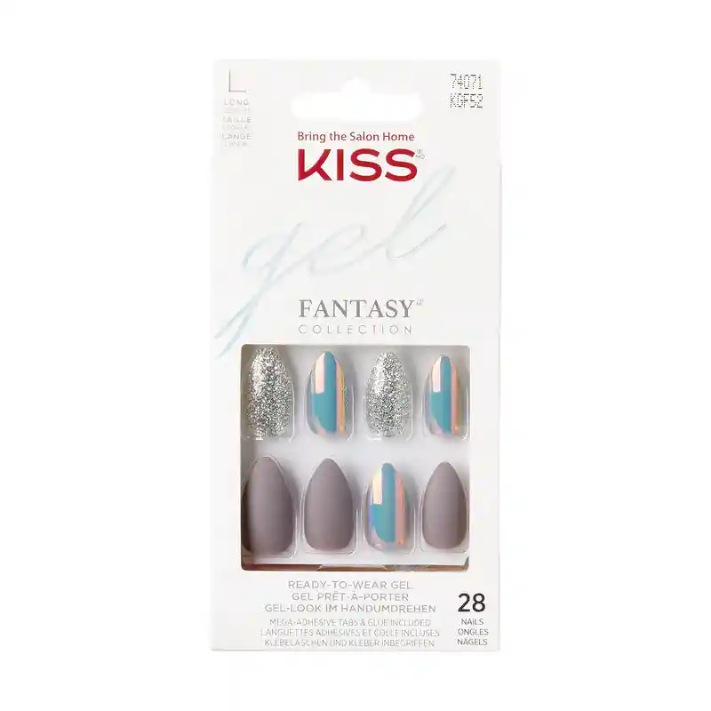 Uñas Kiss Glam Fantasy - Silver Gray