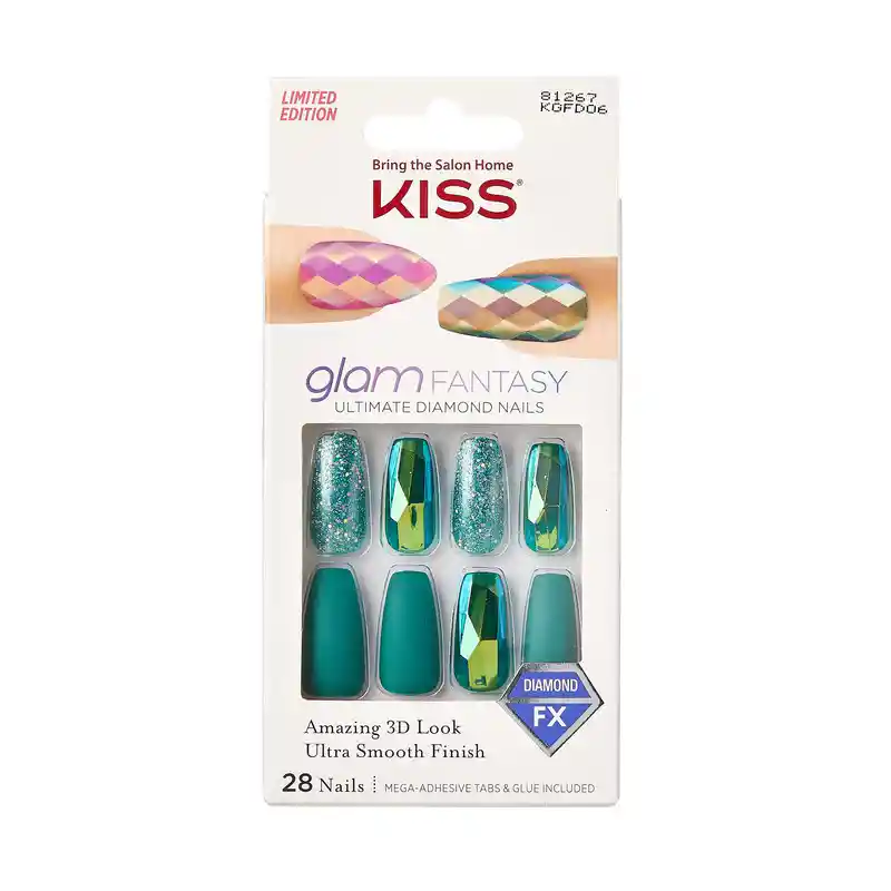 Uñas Kiss Glam Fantasy - Diamond Emerald