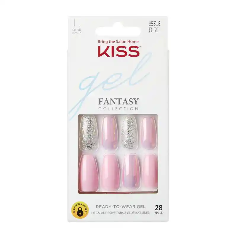 Uñas Kiss Glam Fantasy - Tornasol Pink