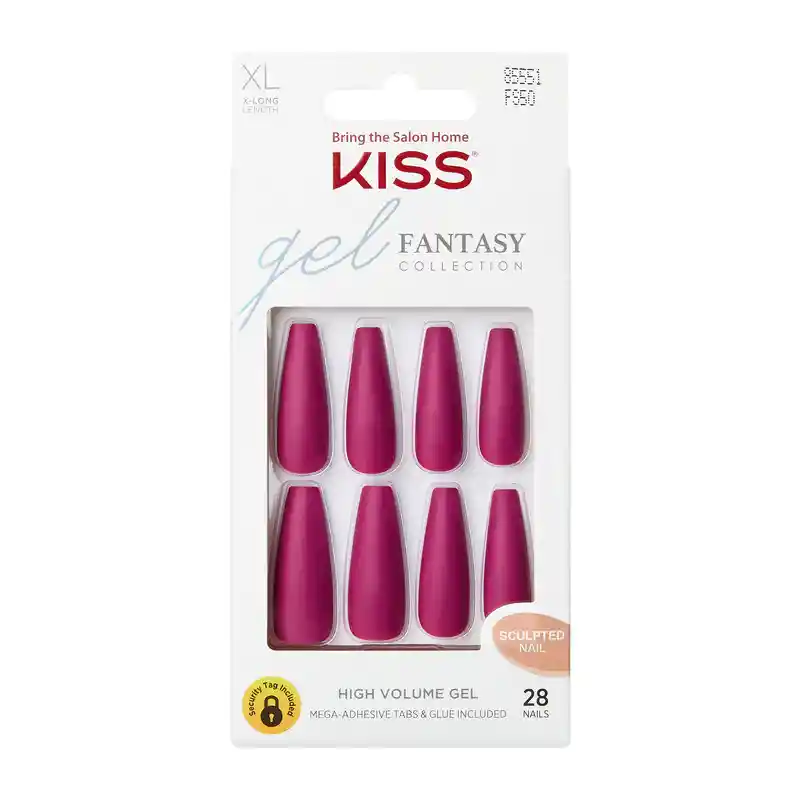 Uñas Kiss Glam Fantasy - Bordeaux