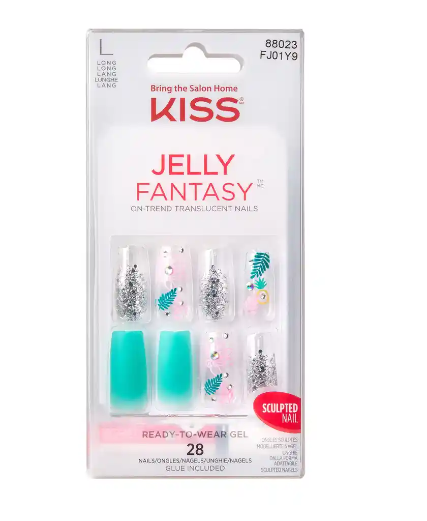 Uñas Kiss Jelly Fantasy Tropical Flowers