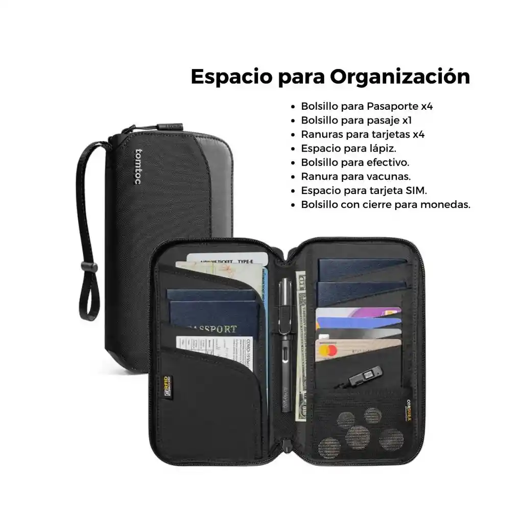 Tomtoc Estuche Para Pasaporte Navigator H01 - Negro