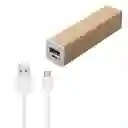 Power Bank Bateria Externa Bambú Usb/micro Usb