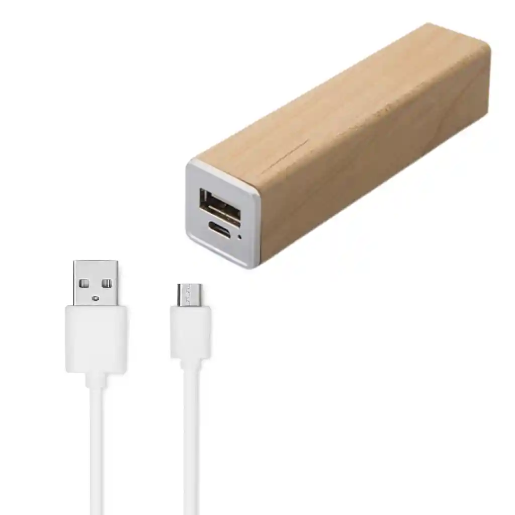 Power Bank Bateria Externa Bambú Usb/micro Usb