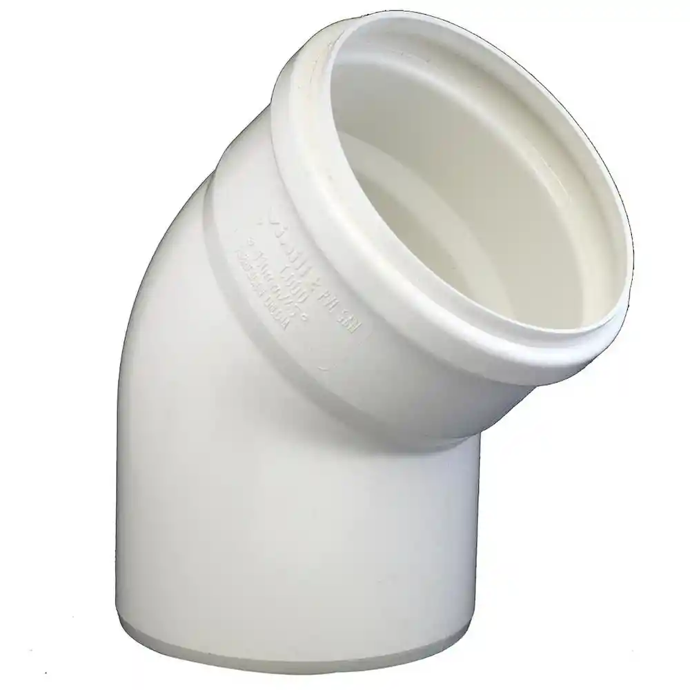 Codo Pvc Sanitario 50mmx45° Blanco Con Goma