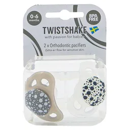 Pack Chupetes Twistshake 0-6 Meses - Gris/blanco