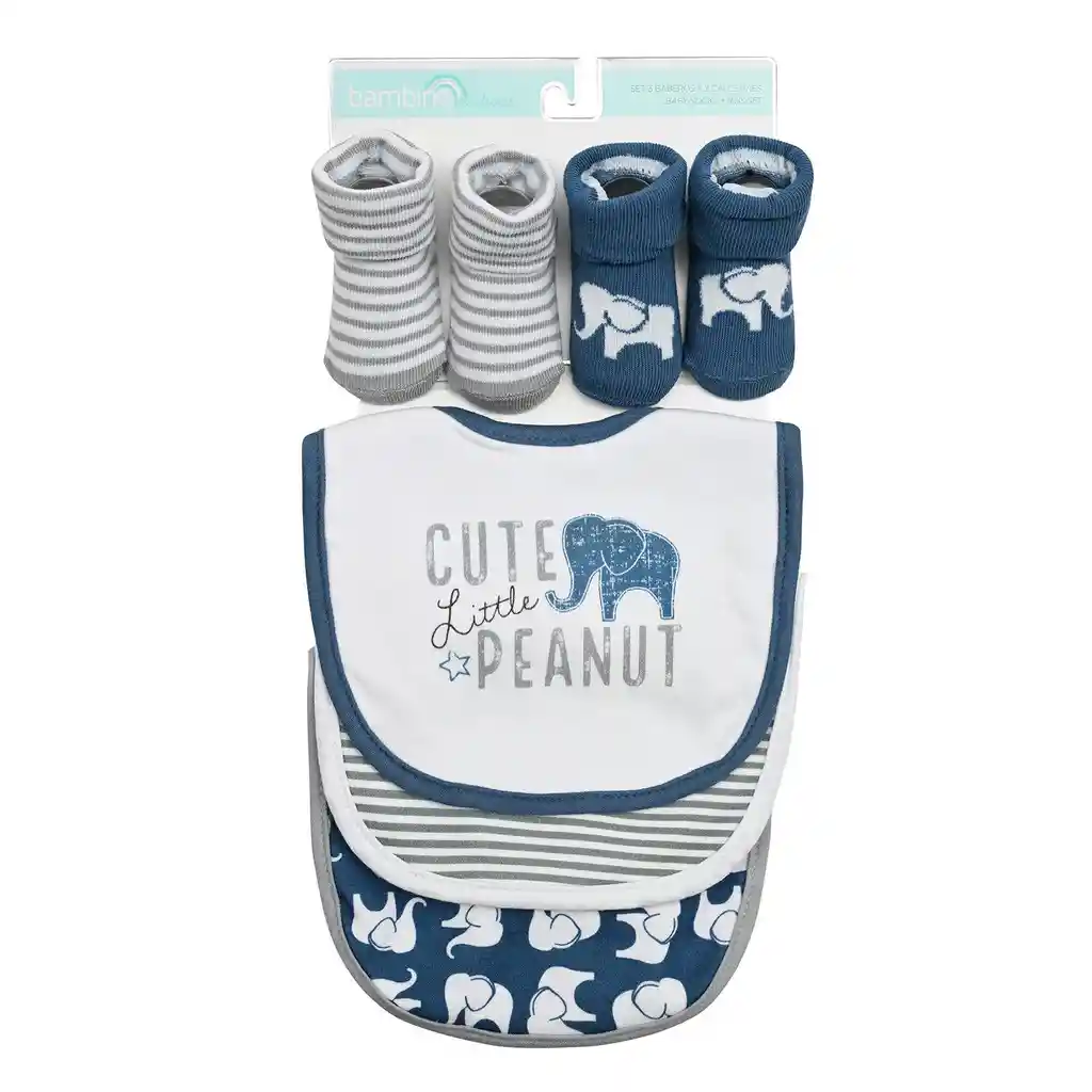 Set De 5 Piezas Baberos + Calcetines Bambino Niño