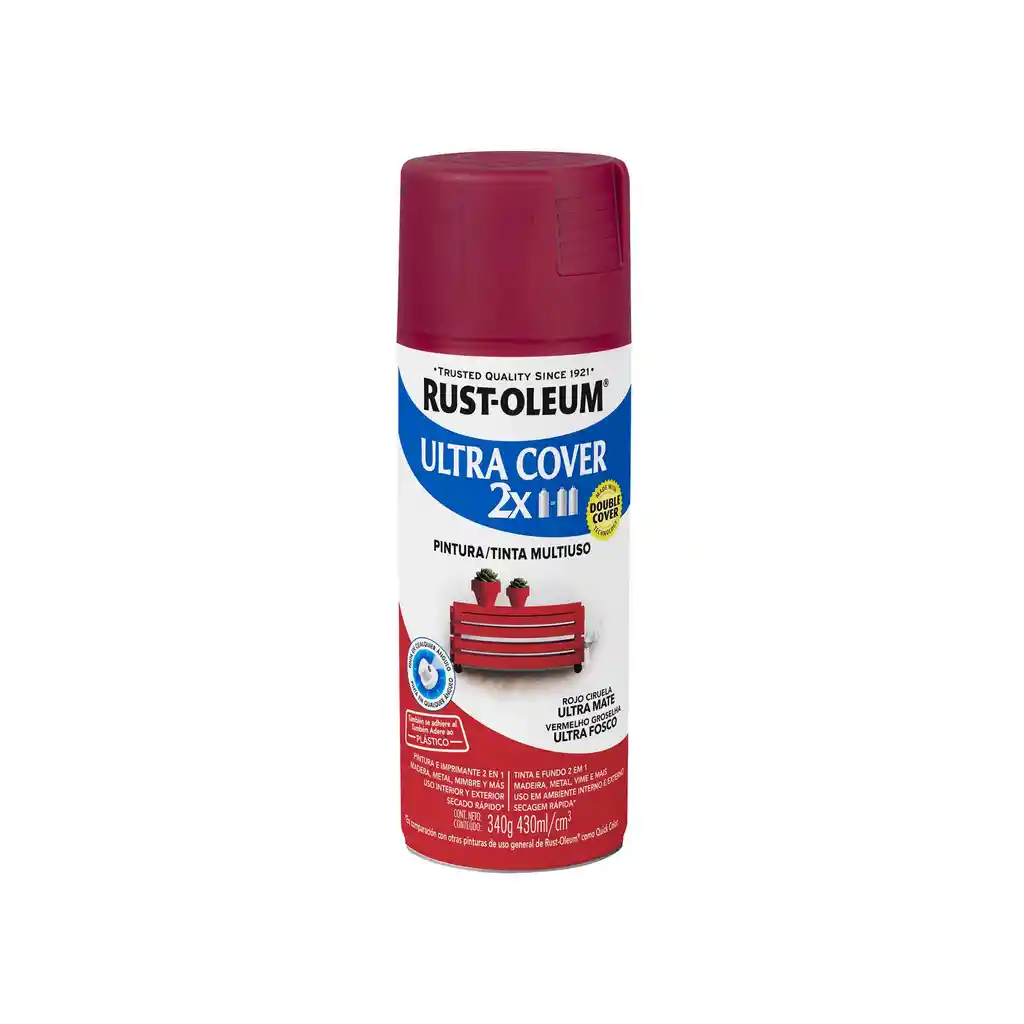 Pintura En Aerosol Ultra Cover 2x 340grs Rojo Ciruela Ultra Mate