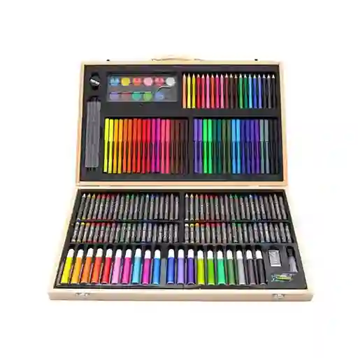 Set Arte Maleta Madera 180 Piezas