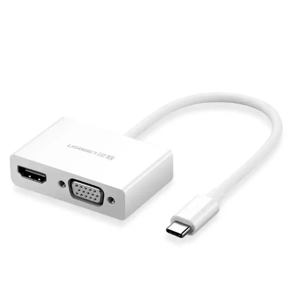 Convertidor De Video Usb-c M / (hdmi 1.4b 3d 4k/30hz H)/ Vga H 1920x1200p/60hz Blanco Ugreen Mm123