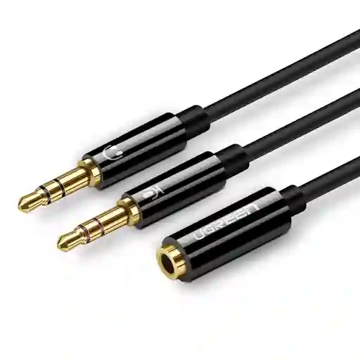 Cable De Audio Splitter H/2m Estereo Jack 3.5mm/2jack 3.5mm 20cm Negro Trenzado Ugreen Av140