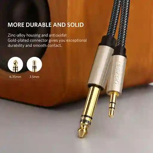 Cable De Audio Jack 3.5mm-jack 6.3 Estereo M-m 5m Negro Ugreen Av127