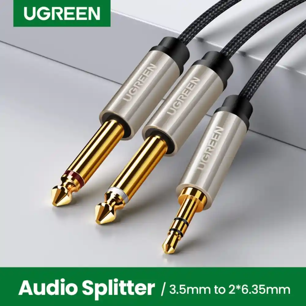 Cable De Audio Jack Estereo 3.5mm-2jack 6.3mm Mono 2m Gris Ugreen Av126