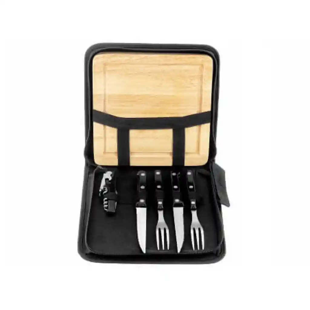 Set Asado Parrilla Bbq 6 Piezas Negro