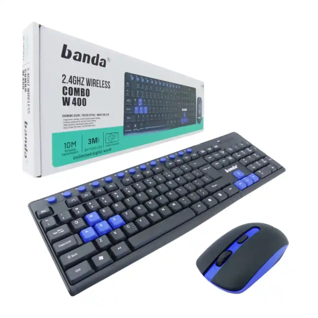 Set Teclado + Mouse Gamer Usb Inalambrico Azul