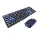 Set Teclado + Mouse Gamer Usb Inalambrico Azul