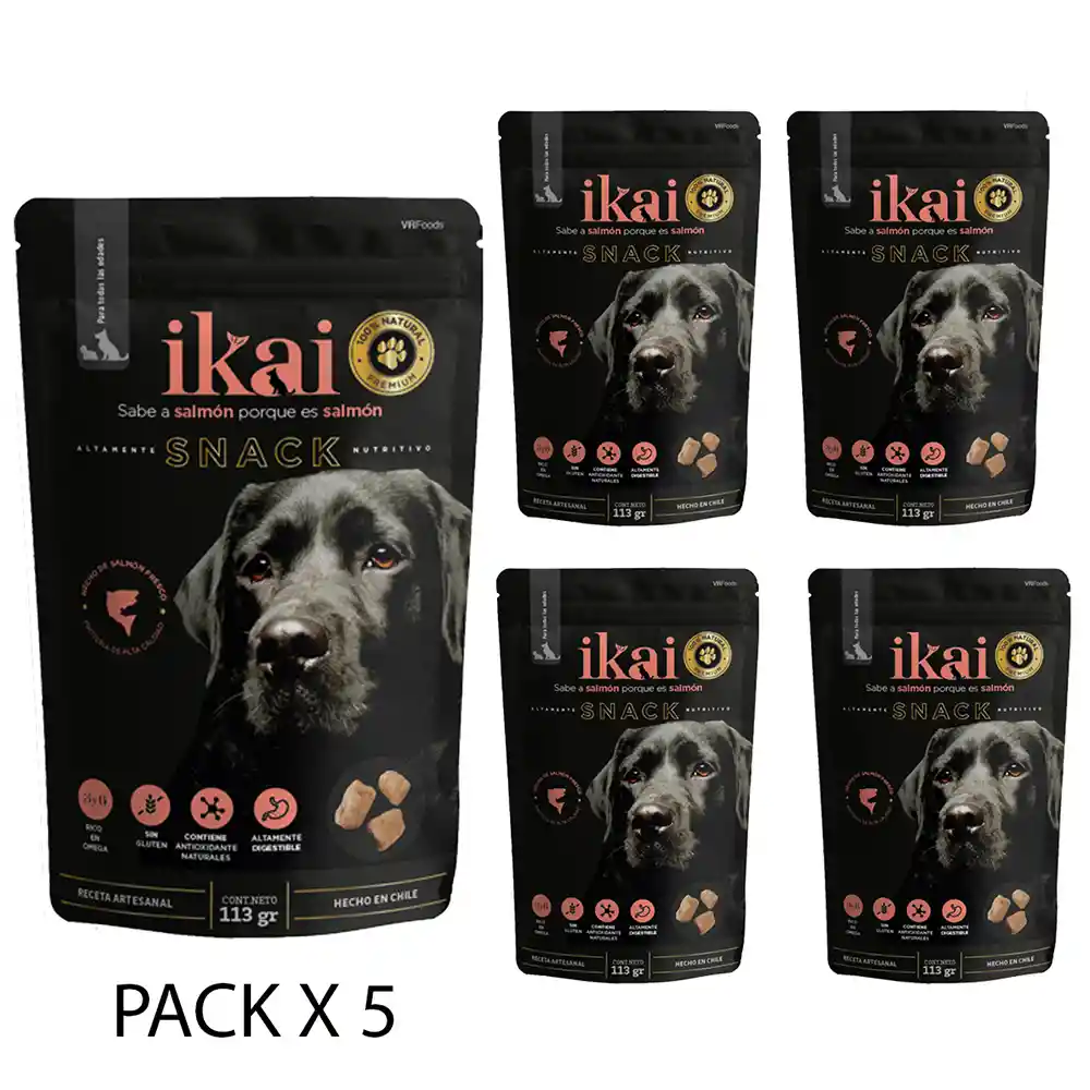 Ikai Premium Salmon Pet Snack- Dog -5 Pack Bundle