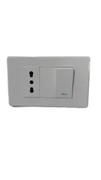 Interruptor Simple 16a + Tomacorrriente Doble (enchufe) 10/16a 250v Blanco