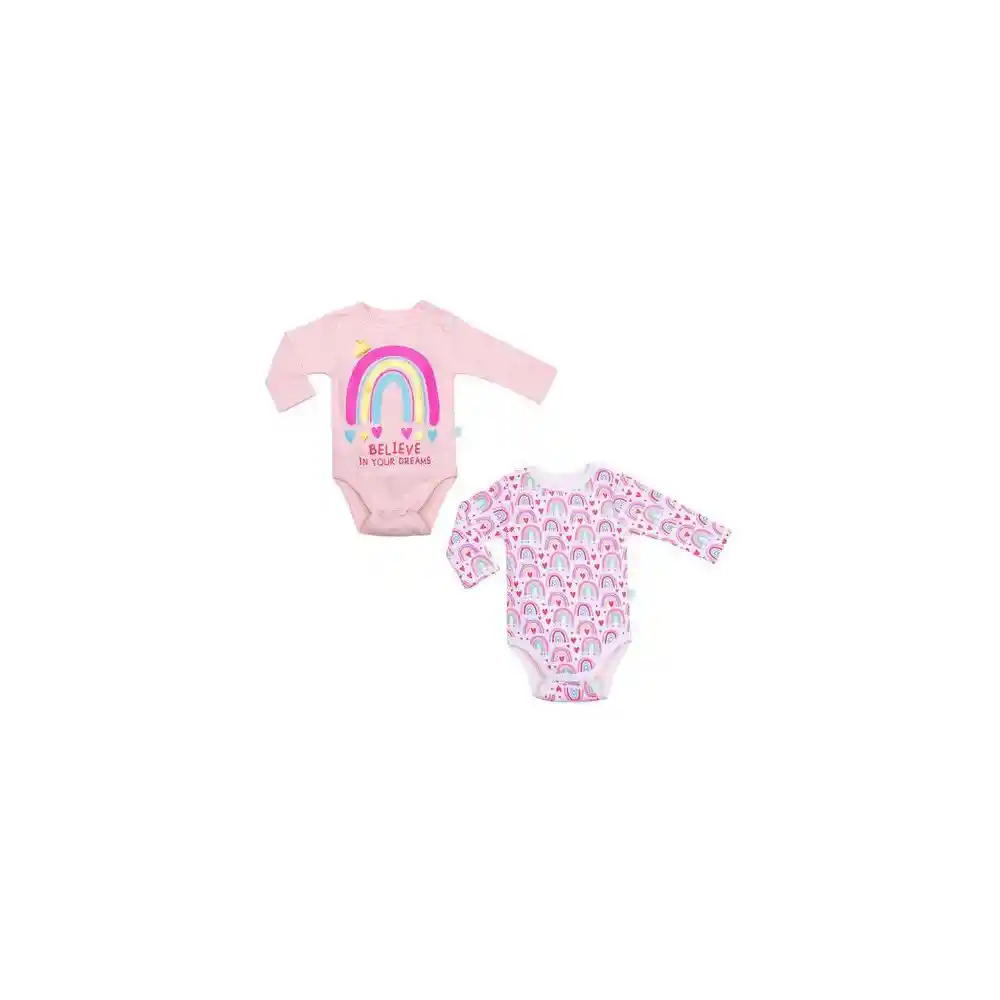 Pack Body Manga Larga Niña Bambino Arcoiris 18-24 Meses