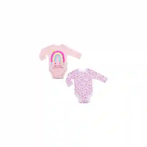 Pack Body Manga Larga Niña Bambino Arcoiris 9-12 Meses