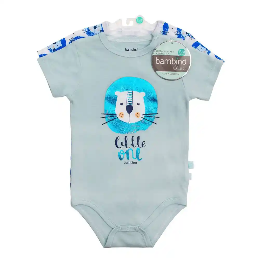 Set 2 Body Manga Corta Bambino Niño León 3-6 Meses